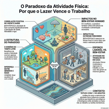 A atividade física realizada no tempo livre melhora a felicidade, a saúde e o humor mais do que a atividade física relacionada ao trabalho.