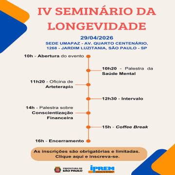 IV Seminário da Longevidade  | ABERTO A TODOS OS MUNÍCIPES