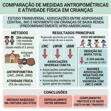 Índice Central de Adiposidade versus Massa Corporal na Avaliação de Diferenças Relacionadas à Adiposidade na Atividade Física entre Crianças de 5 a 12 Anos em Bairros de Alto Risco